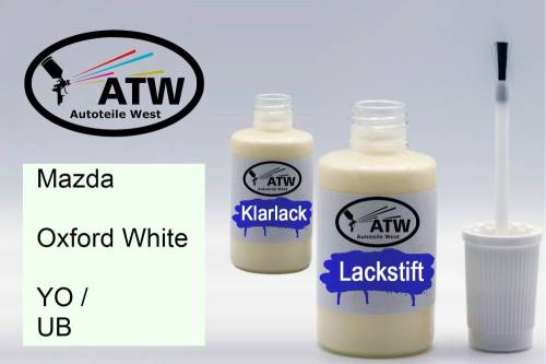 Mazda, Oxford White, YO / UB: 20ml Lackstift + 20ml Klarlack - Set, von ATW Autoteile West.